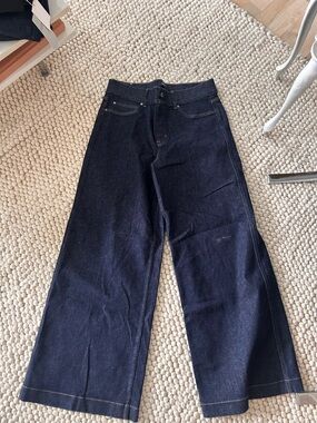 SPANX Wide-Leg Jeans in Dark Blue Denim